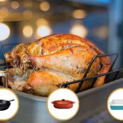 Newly roasted chicken placed on roasting pan, 8 Roasting Pan Alternatives