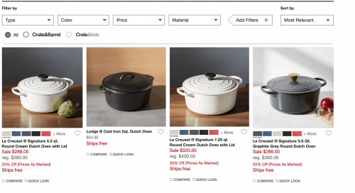 Crate & Barrel page
