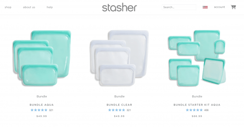Food containers on Stasher's page.