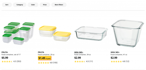 Food containers on Ikea's page.