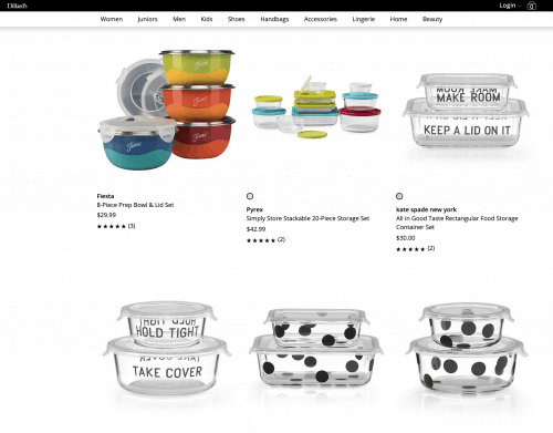 Food containers on Dillard's page.