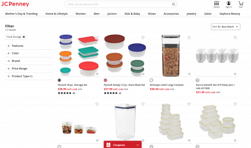Food containers on JCPenney's page.