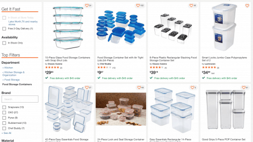 Food containers on The Home Depot's page.