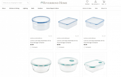 Food containers on Riverbend Home's page.