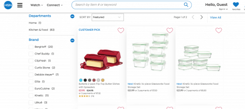 Food containers on HSN's page.