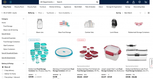 Food containers on Walmart's page.