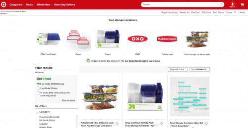 Food containers on Target's page.