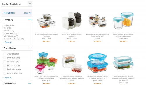 Food containers on The Container Store's page.
