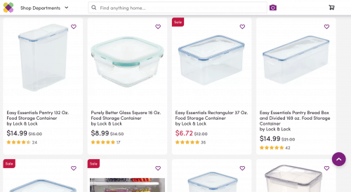 Food containers on Wayfair's page.
