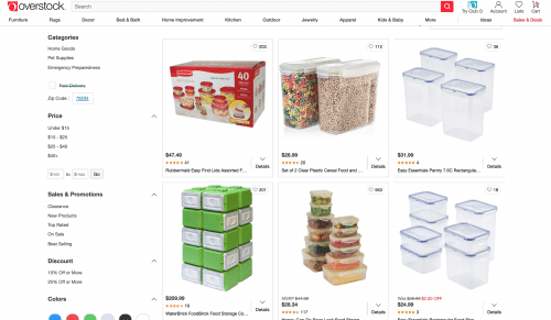 Food containers on Overstock's page.