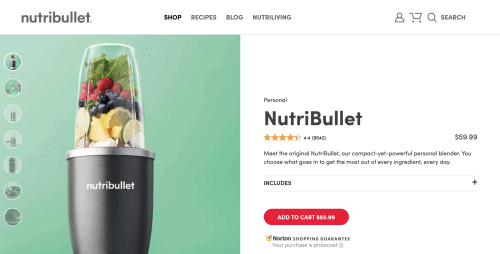 NutriBullet website page