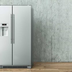 Modern Stainless Steel Refrigerator on a concrete wall and on a wooden floor, Best Refrigerator Brands On The Market