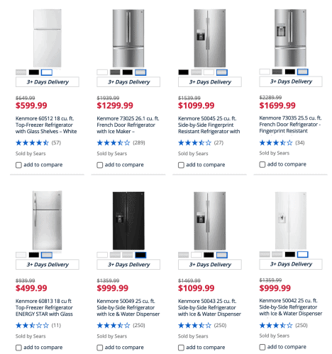 Sears website page