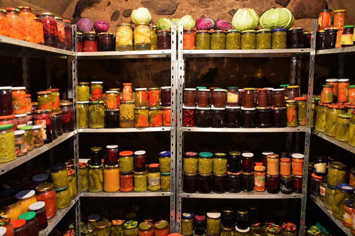 Basement larder with all the home canned goods