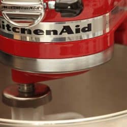 Empire Red coloured Kitchenaid Artisan Stand Mixer with bowl, How Long Do You Knead Bread Dough in a KitchenAid?