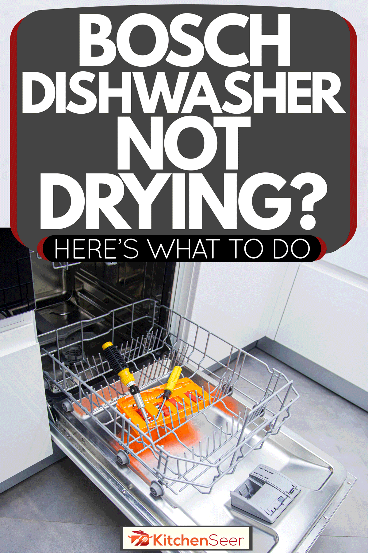 An opened dishwasher due to a broken dryer, Bosch Dishwasher Not Drying? Here's What To Do