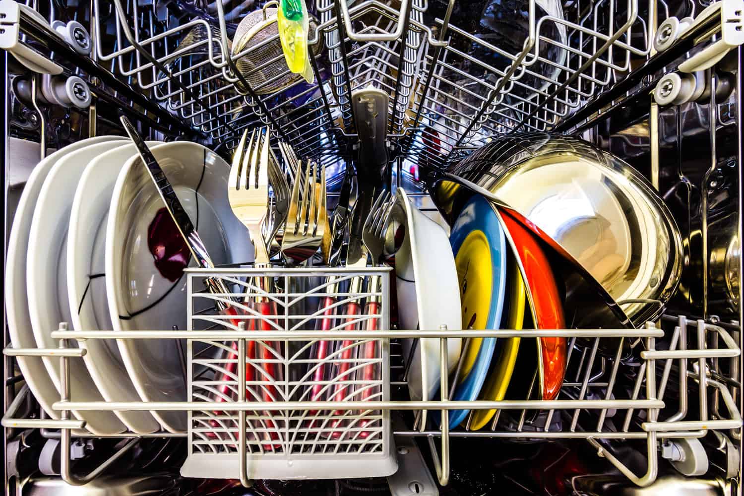 Dish washer full of clean dishes, colorful, How To Winterize A Dishwasher?