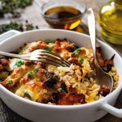 Rice casserole with barbecue chicken breast, cheese and vegetables, How To Cook Rice In A Casserole Dish