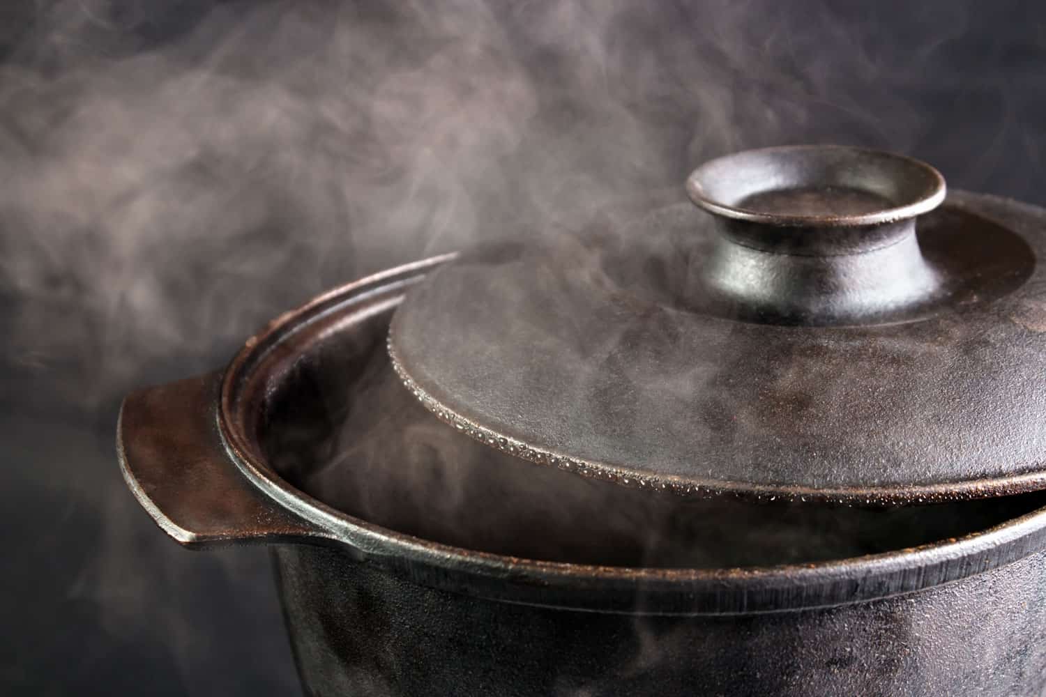 Steam coming out of a casserole