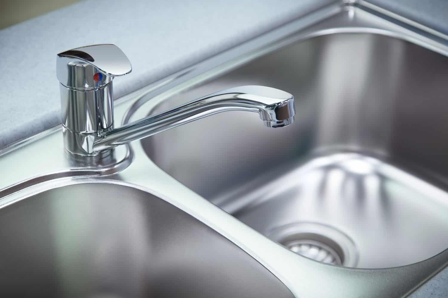 A stainless steel dual kitchen sink