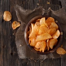 Barbecue flavor potato chips in a wooden bowl, What Potatoes Are Best For Chips?
