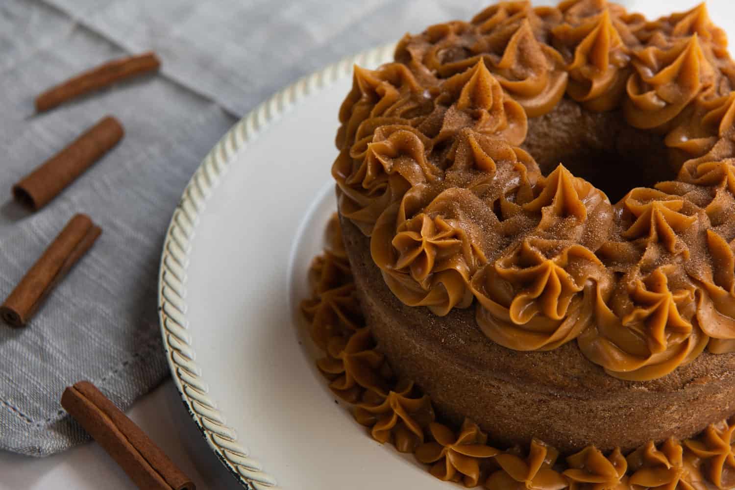 Churros cake with dulce de leche and cinnamon