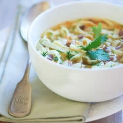 Noodle soup with turkey hearts, celery, carrot and herbs, When Should You Add Noodles To Soup?