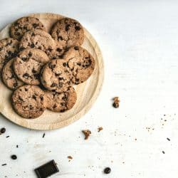 Can You Make Cookies Without Butter?,Plate of artisan cookies with chocolate chips on a white background