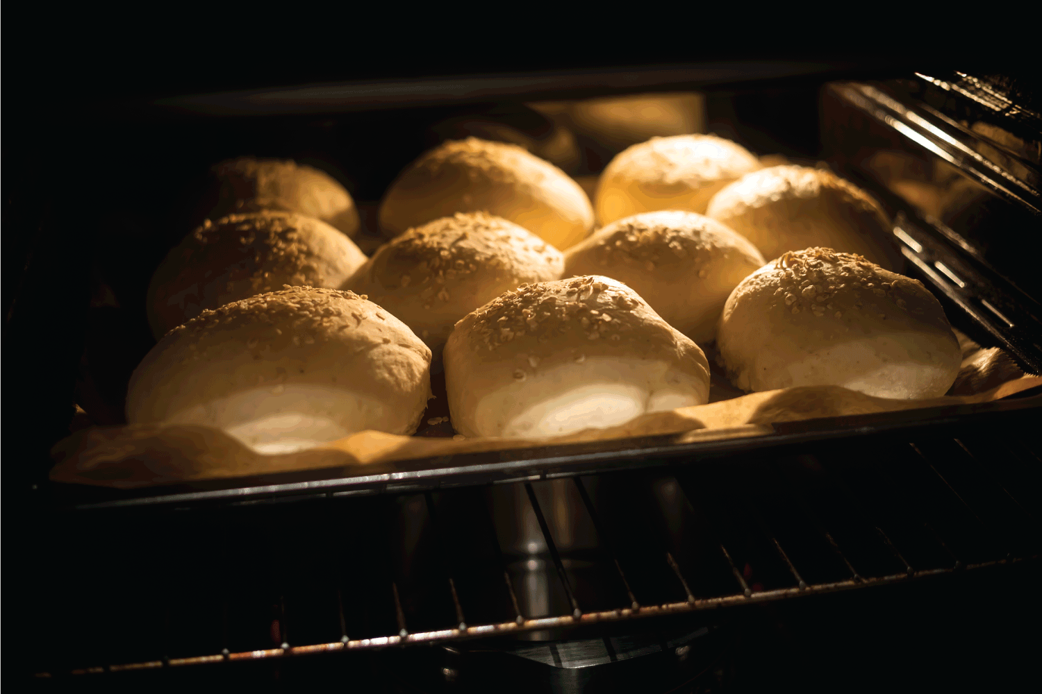 hot buns in the oven