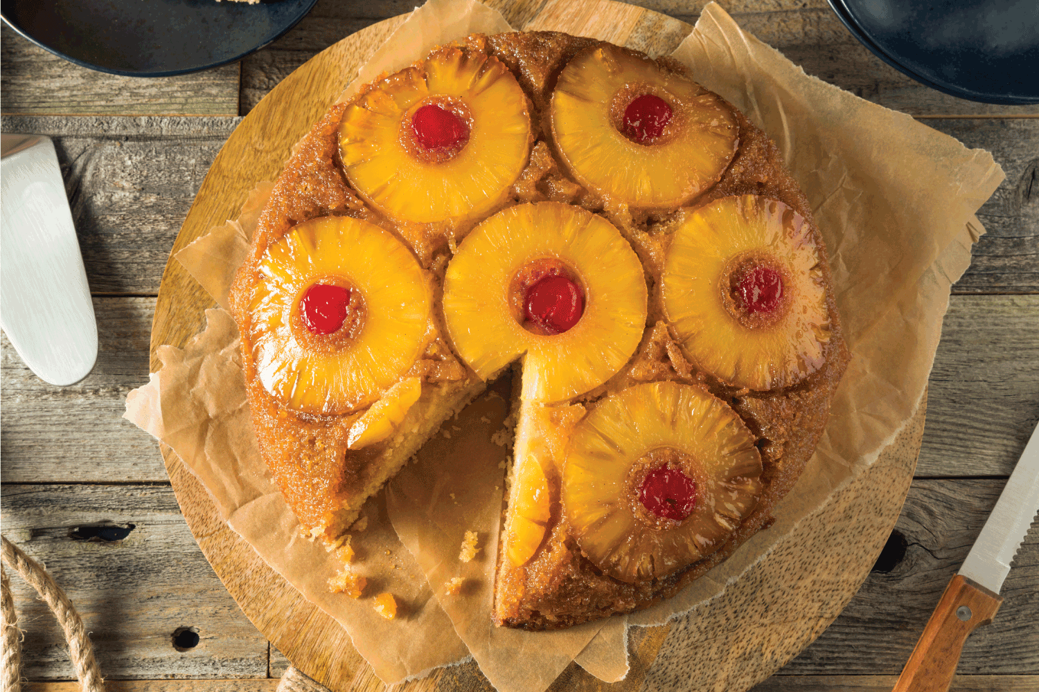 weet Homemade Pineapple Upside Down Cake with Cherries