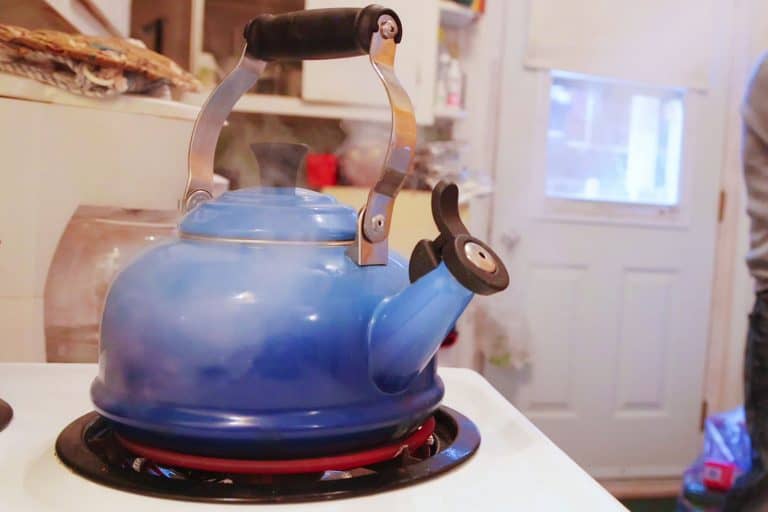 A blue colored kettle on the stove, Do Le Creuset Kettles Rust?