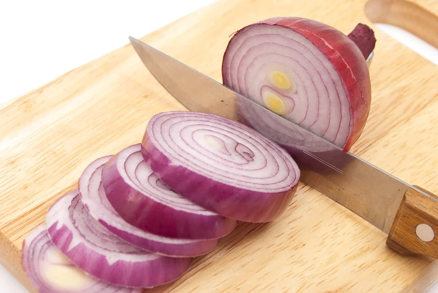 Red onion with knife