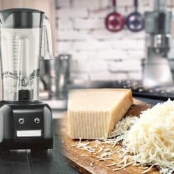 A collage of a blender and grated cheese in the kitchen, Can You Grate Cheese In A Blender?