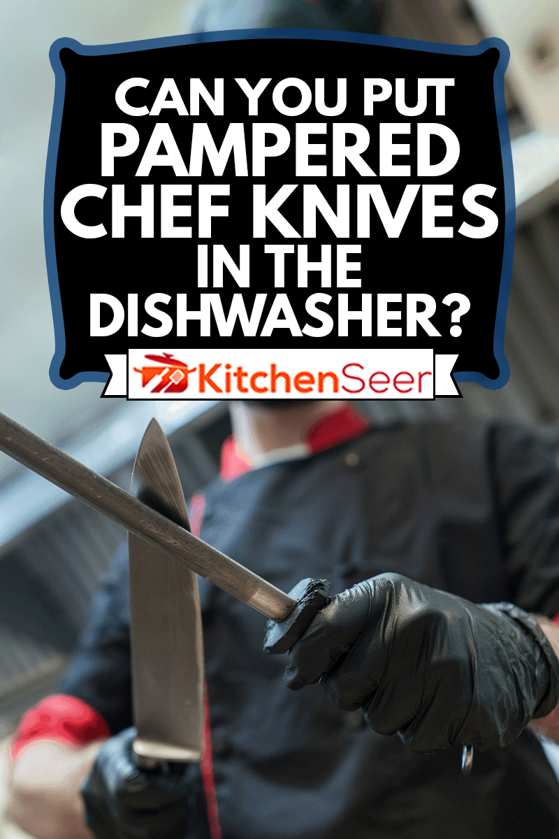 Young male chef in the restaurant kitchen sharpening his knives, Can You Put Pampered Chef Knives In The Dishwasher?