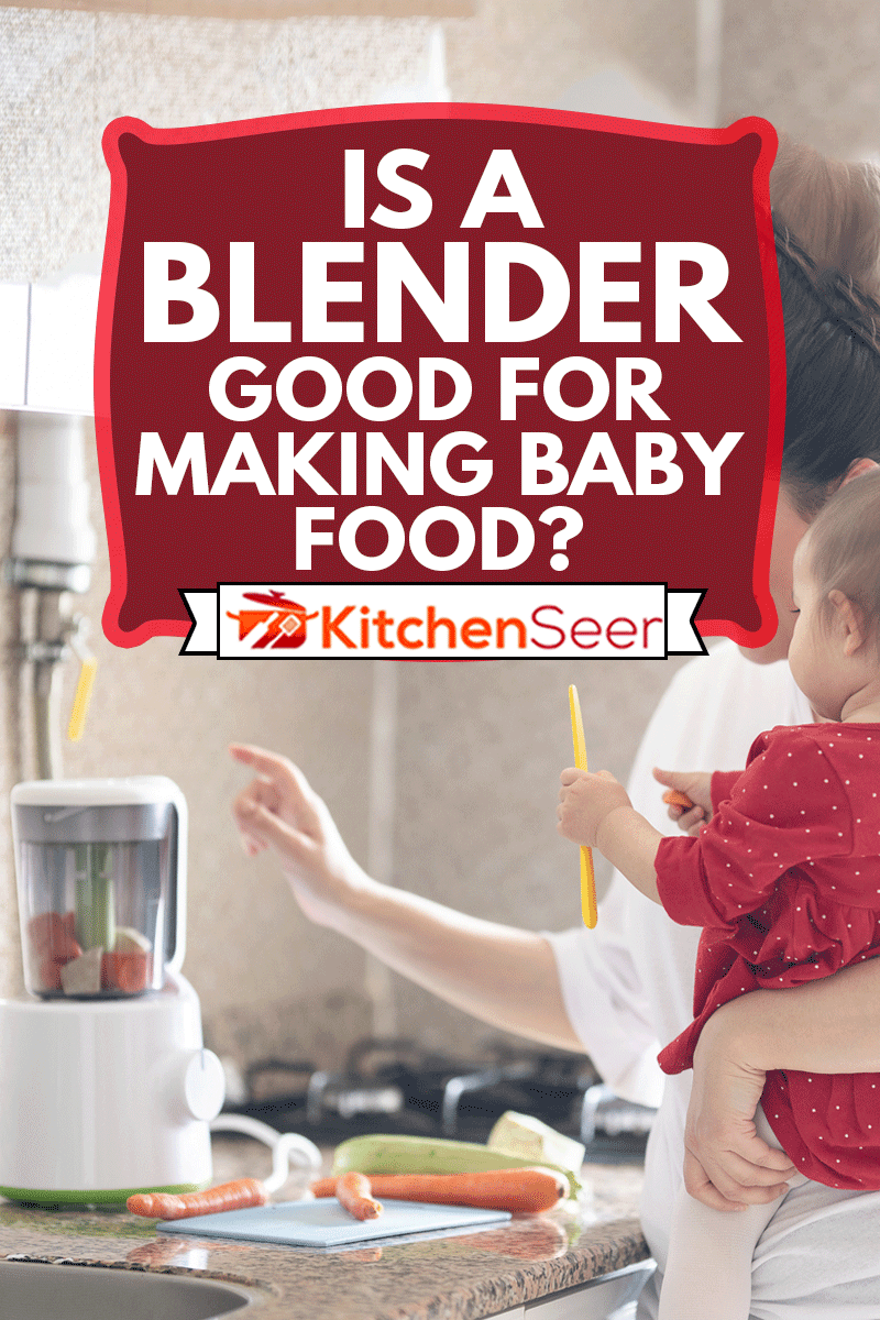 Mother is showing a blender to her little daughter. Little daughter is watching to blender., Is A Blender Good For Making Baby Food?
