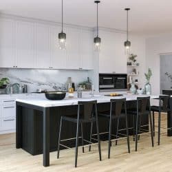Picture of modern black and white kitchen with kitchen island, How Tall Is A Kitchen Island? [Dimensions Explored]