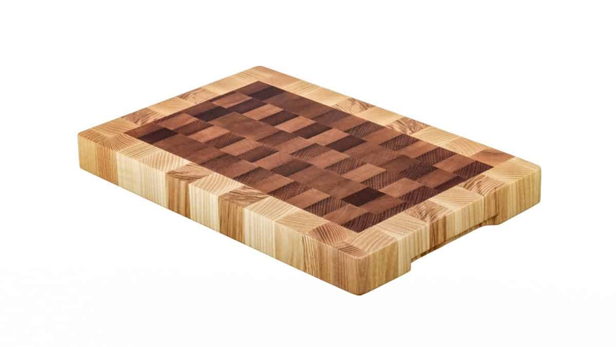 Solid Wood Butcher's Block. Chopping Board isolated on white background. Full depth of field.
