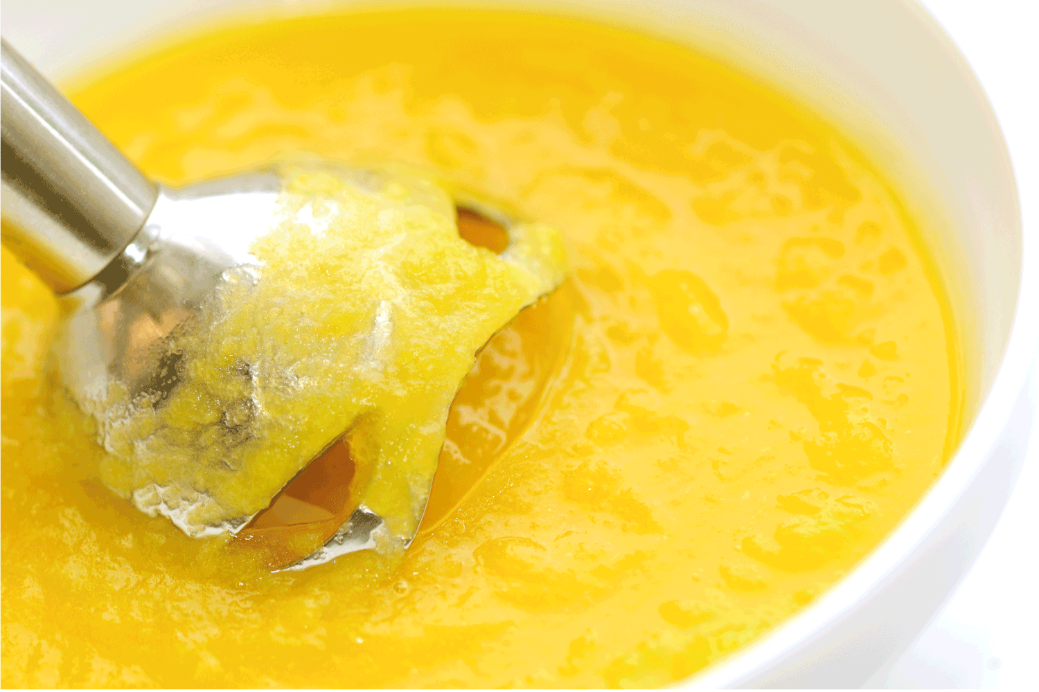 Blender with Pumpkin Puree in Bowl
