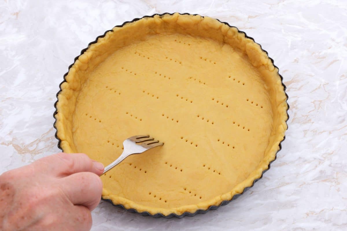 Fork marks on the pie dough for pie ventilation