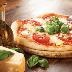 Italian pizza on a wooden tray with cheese and olive oil. How To Prevent Pizza From Sticking To Tray