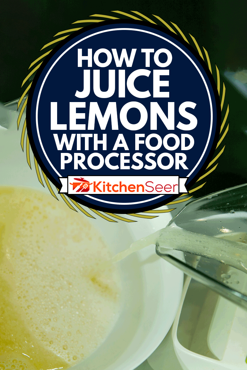 The process of making limoncello lemon liqueur at home. Fresh lemon juice flows out of the food processor, How To Juice Lemons With A Food Processor