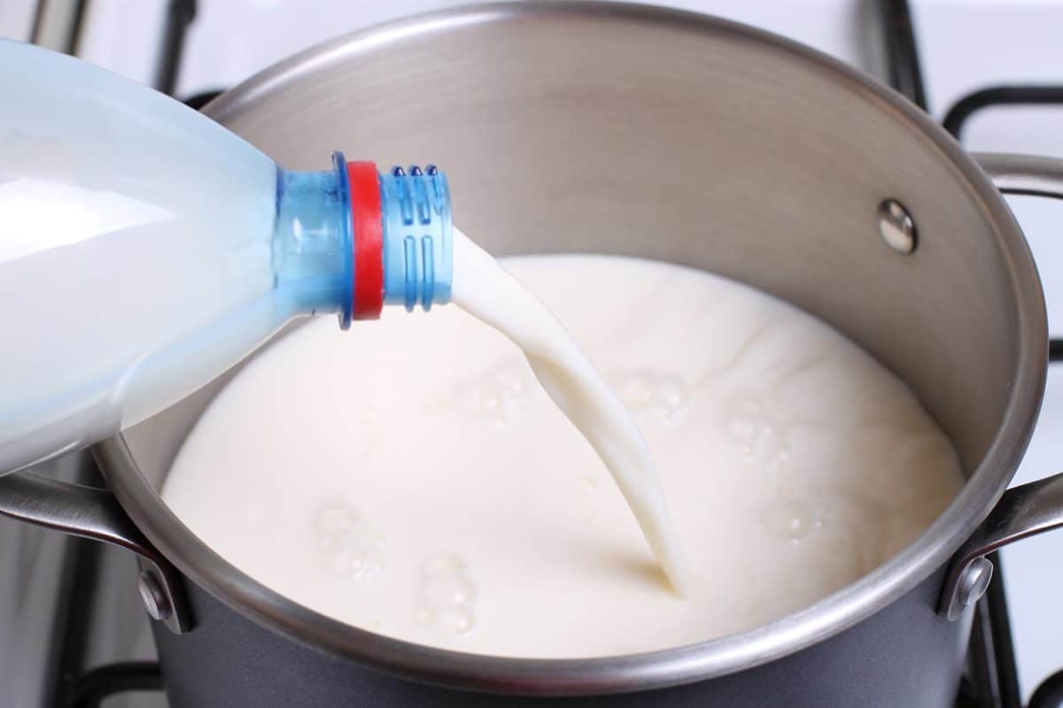 Milk in a saucepan