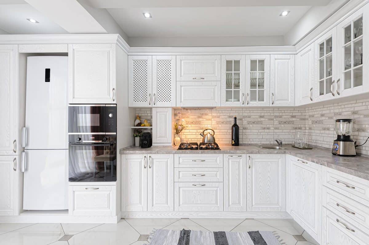 Modern white wooden kitchen interior