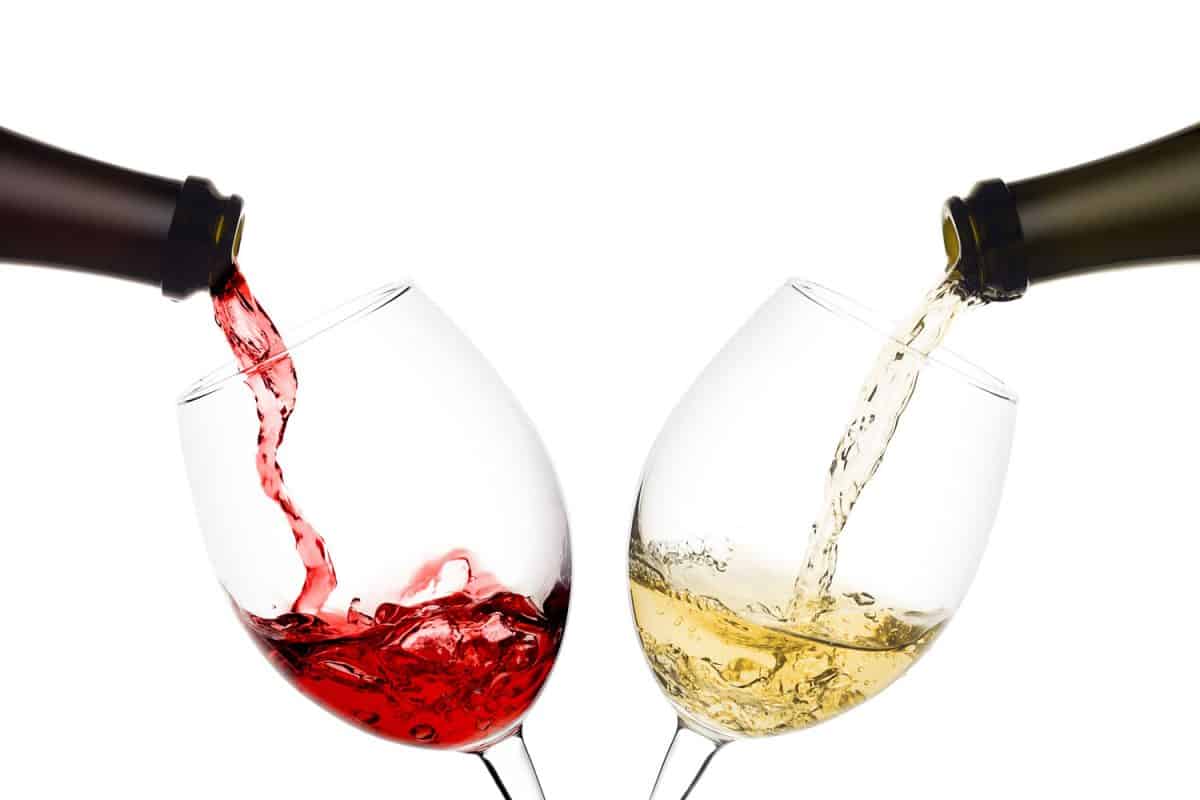 Pouring red and white window on a white background
