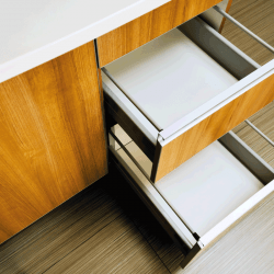 beautiful wooden kitchen drawers opened for inspection. Should You Line Your Kitchen Drawers
