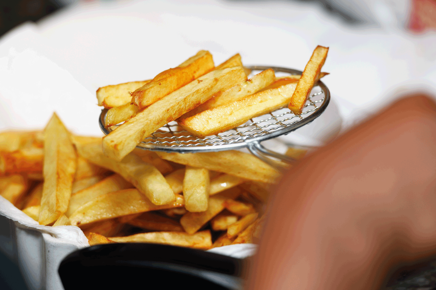 A close-up of chunky, appetising chips. french fries