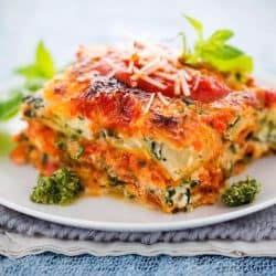 A small plate with fresh and delicious baked lasagna, How To Store Cooked Lasagna Noodles Overnight