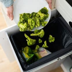 A woman throwing away broccoli to the trash compactor, Does A Trash Compactor Need A Dedicated Circuit?