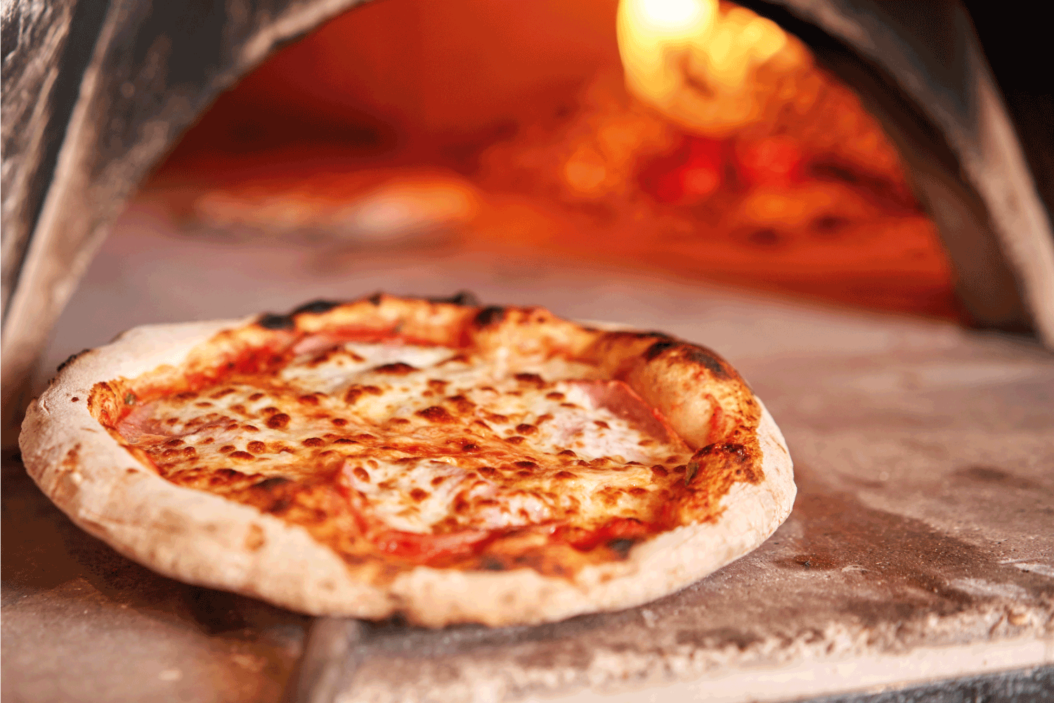 Baked tasty margherita pizza in Traditional wood oven