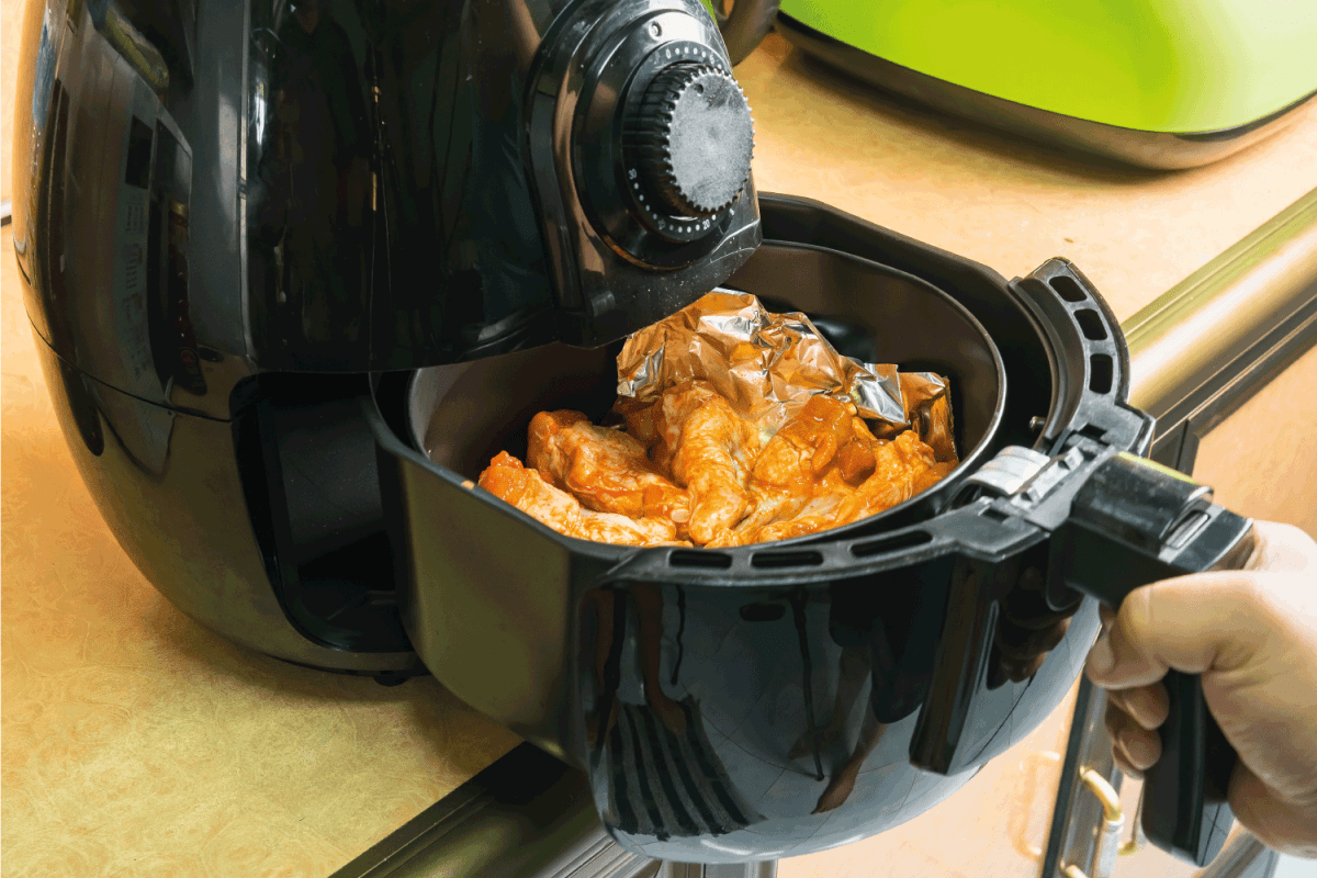 Chef's Grill BBQ Chicken Legs in oven air fryer with aluminum foil. healthy cooking without oil